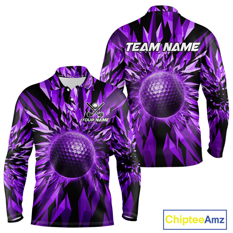 Icy Purple Geometric Mens Golf Polo Shirt Customize Golf Gifts For Men Golf Team Attire NYN4007