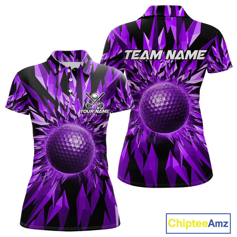 Icy Purple Geometric Womens Golf Polo Shirt Customize Golf Gifts For Women Golf Team Attire NYN4007