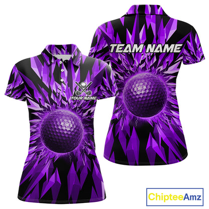 Icy Purple Geometric Womens Golf Polo Shirt Customize Golf Gifts For Women Golf Team Attire NYN4007
