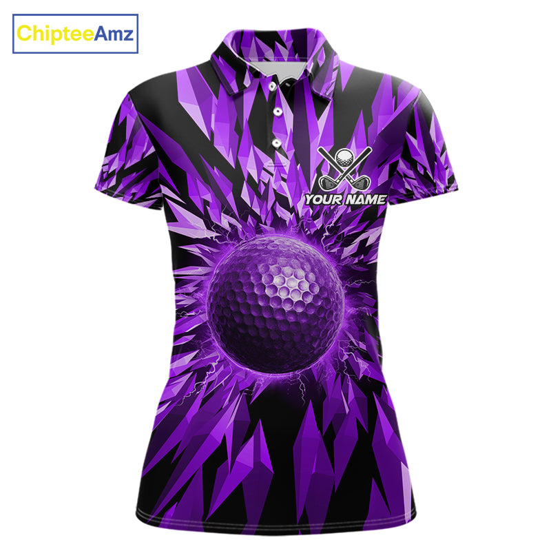 Icy Purple Geometric Womens Golf Polo Shirt Customize Golf Gifts For Women Golf Team Attire NYN4007