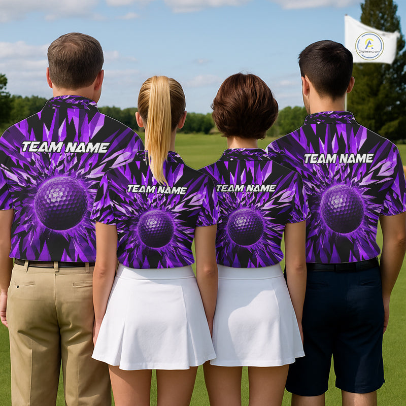 Icy Purple Geometric Mens Golf Polo Shirt Customize Golf Gifts For Men Golf Team Attire NYN4007
