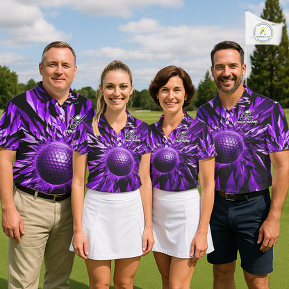 Icy Purple Geometric Mens Golf Polo Shirt Customize Golf Gifts For Men Golf Team Attire NYN4007