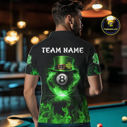 Shamrock 8 Ball Pool Polo & 1/4-Zip Shirt Personalized Men Patrick's Day Billiard Attire Gifts NYN2421