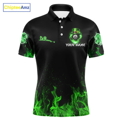 Shamrock 8 Ball Pool Polo & 1/4-Zip Shirt Personalized Men Patrick's Day Billiard Attire Gifts NYN2421
