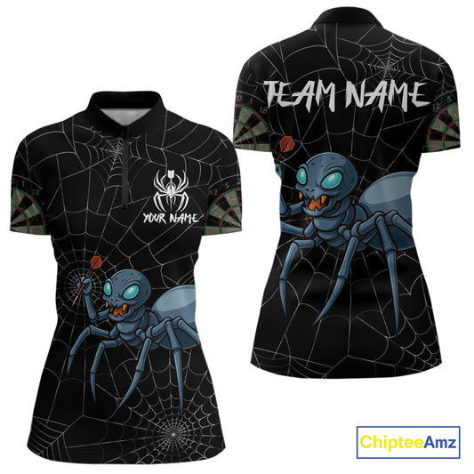 Gray Spider Webs Pattern Custom Aqua Blue Spider Dart Shirt For Women, Dart Jerseys NYN0245