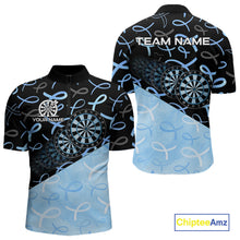 Load image into Gallery viewer, Blue Black Ribbon Men's Quarter-Zip Darts Jersey Mockup, Charity Dart Team Uniform, Professional Awareness Apparel