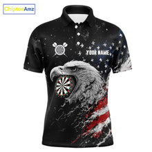 Load image into Gallery viewer, Custom USA Flag Eagle Men's Darts Polo Shirt Mockup, Patriotic Dart Team Uniform, Tournament Jersey