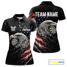 Load image into Gallery viewer, Custom USA Flag Eagle Women's Darts Polo Shirt Mockup, Patriotic Dart Tournament Jersey, Personalized League Apparel