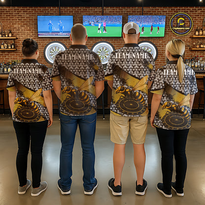 Custom Funny Gold Bee Silver Triangle Darts Polo Shirt For Women Funny Dart League Jerseys NYN2176