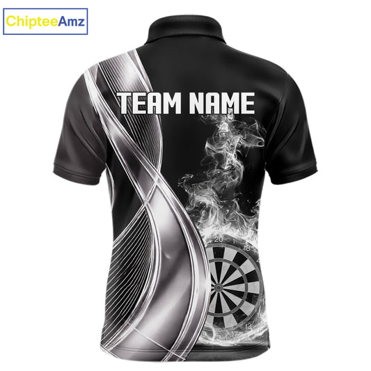 Black And Silver Darts 1/4-Zip Shirts For Men Custom White Smoke Dartboard Dart Team Jerseys NYN2446