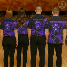 Load image into Gallery viewer, Mens Skull Bowling Shirts Purple Tribal Pattern Custom Skull Bowling Polo Quarter-Zip Team Jersey NYN3757
