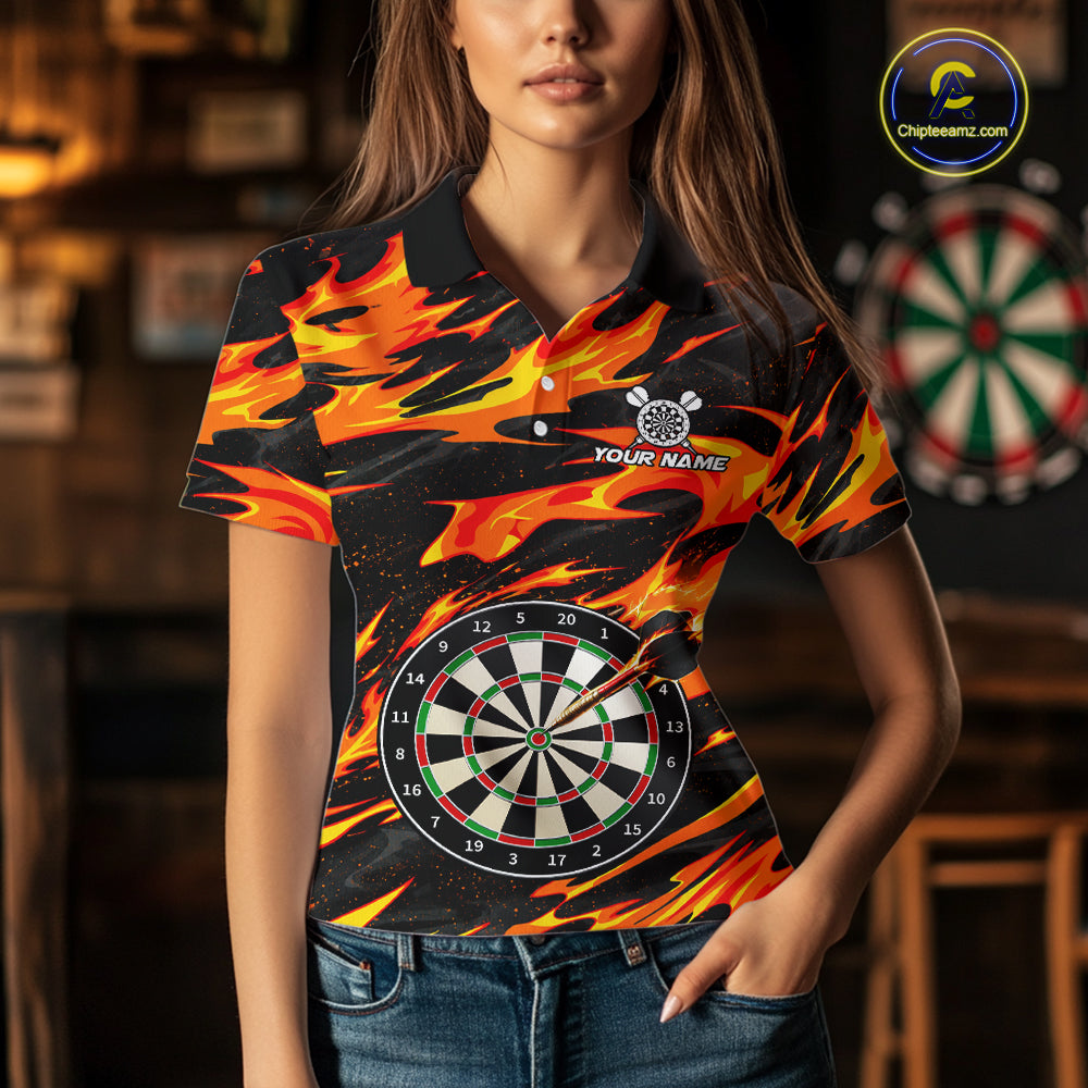Fire Flame Dartboard Dart Shirt For Women Personalized Red Flames Dart Team Outfits Jerseys NYN4053