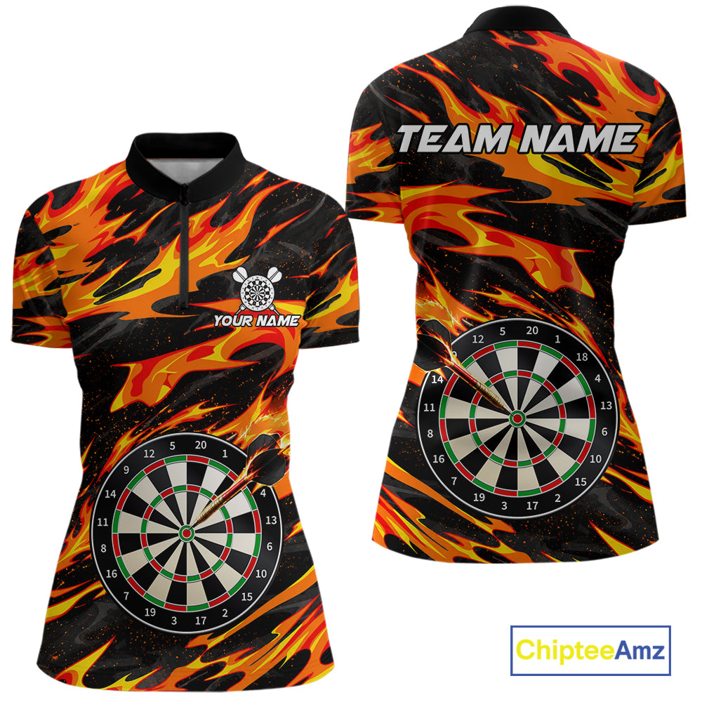 Fire Flame Dartboard Dart Shirt For Women Personalized Red Flames Dart Team Outfits Jerseys NYN4053