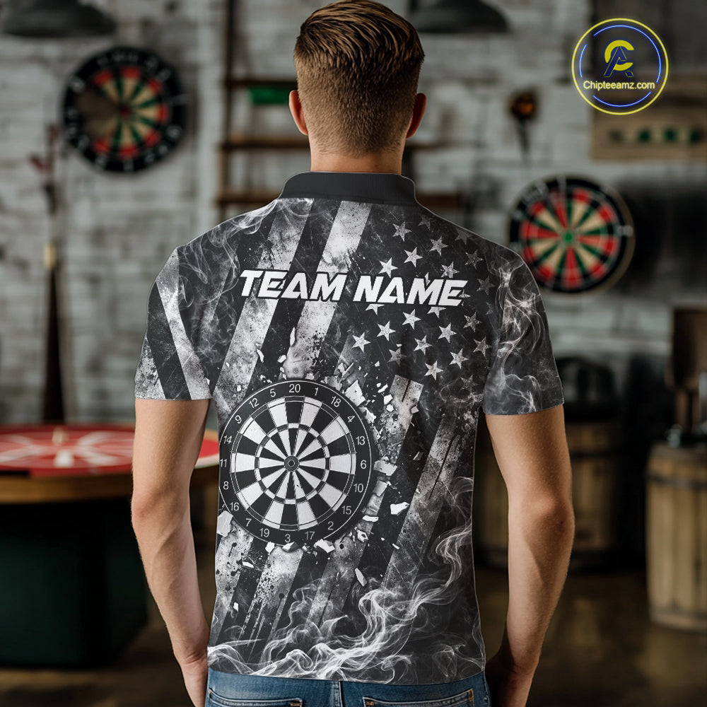 Smoke American Flag Dart Shirt For Men Personalized Cracked Dartboard Dart Team Outfits Jerseys NYN4060