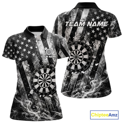 Smoke American Flag Dart Shirt For Women Personalized Cracked Dartboard Dart Team Outfits Jerseys NYN4060