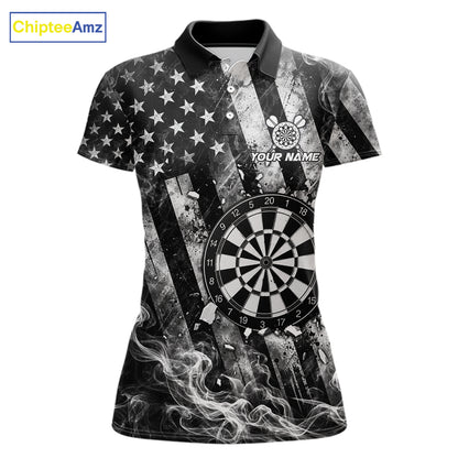 Smoke American Flag Dart Shirt For Women Personalized Cracked Dartboard Dart Team Outfits Jerseys NYN4060