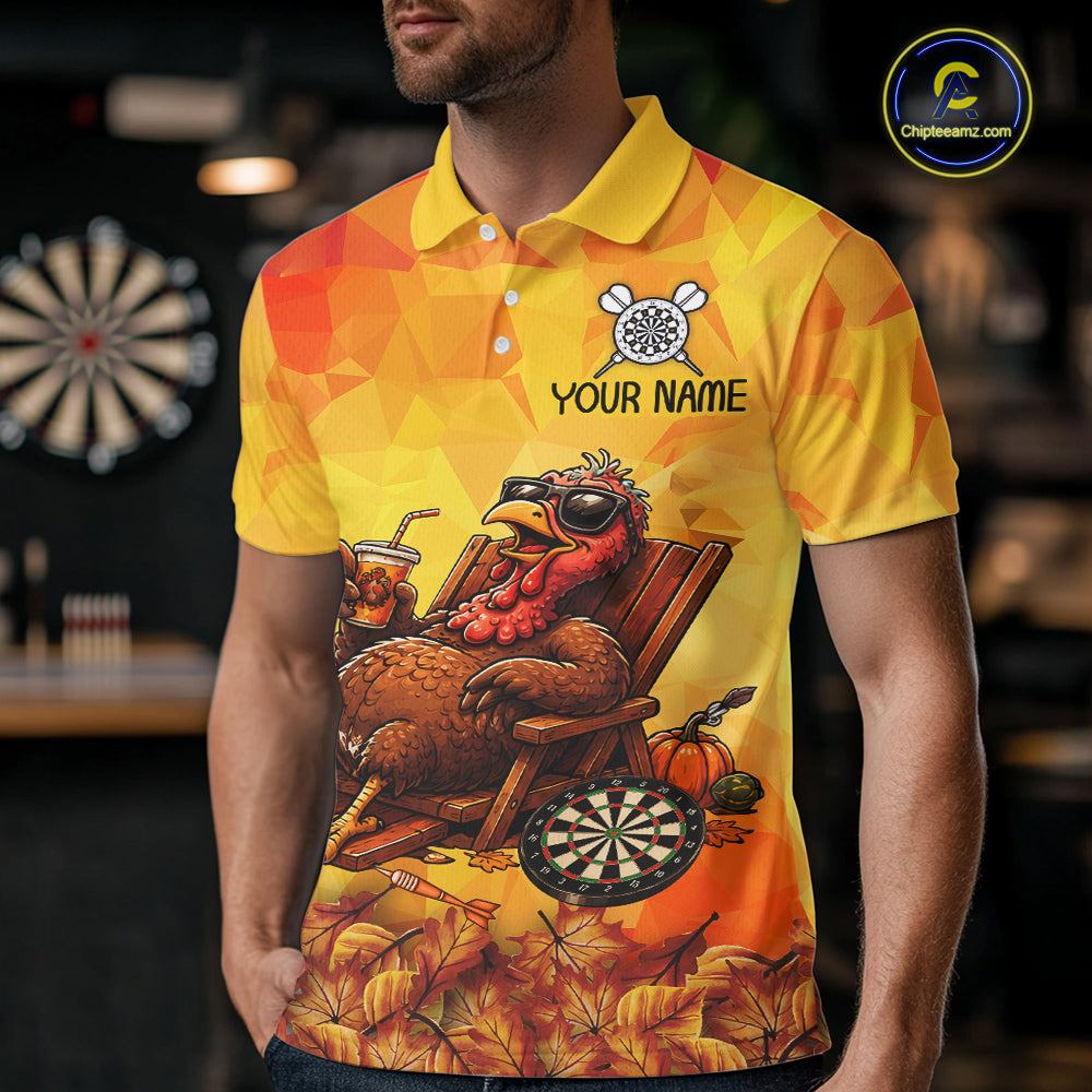 Custom Funny Turkey Autumn Thanksgiving Darts Shirt For Men, Thanksgiving Darts Team Jersey NYN4070