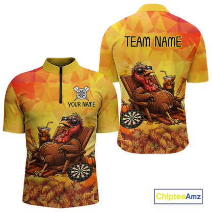Custom Funny Turkey Autumn Thanksgiving Darts Shirt For Men, Thanksgiving Darts Team Jersey NYN4070