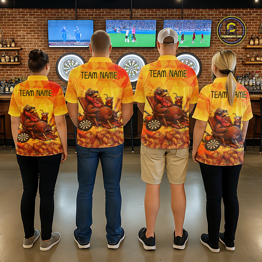 Custom Funny Turkey Autumn Thanksgiving Darts Shirt For Men, Thanksgiving Darts Team Jersey NYN4070