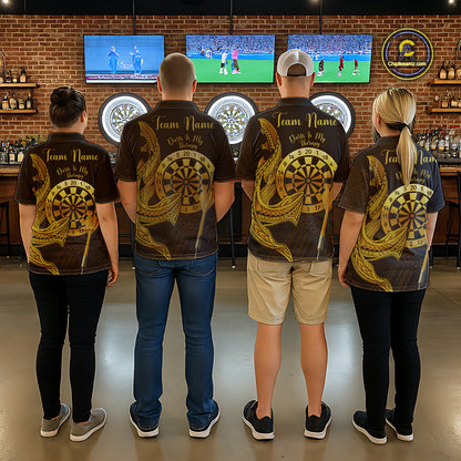 Personalized Gold Tribal Shark Custom Darts Quarter-Zip Shirts For Men Tribal Dart League Jerseys NYN2183