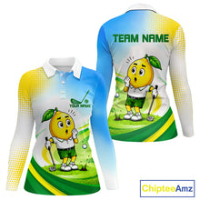 Load image into Gallery viewer, Women's funny lemon golf polo shirt mockup personalized matching couples golf shirt