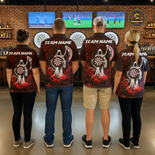 Load image into Gallery viewer, Black &amp; Red Splatter Grim Reaper Hold Dartboard Dart Polo Shirts For Women Custom Dart Team Shirts NYN2681