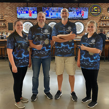 Load image into Gallery viewer, Blue Smoking Grim Reaper Dartboard Dart 1/4-Zip Shirts For Men Custom Multiskull Dart Team Shirts NYN2683