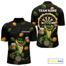 Load image into Gallery viewer, Men's beer and alligator dart quarter zip shirt mockup custom dart apparel