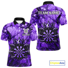 Load image into Gallery viewer, Purple Crown Dartboard Claws Skull men's dart polo shirt custom dart team jersey, personalized dart uniform, tournament dart apparel