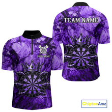 Load image into Gallery viewer, Purple Crown Dartboard Claws Skull men's quarter zip dart jersey personalized dart team uniform, professional dart apparel