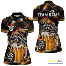 Load image into Gallery viewer, Raccoon Beer women's quarter zip dart jersey custom dart tournament apparel