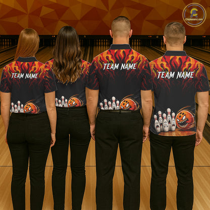 Funny Angry Ball & Pins Mens Bowling Shirt Custom Fire Flame Team Bowling Jersey For Bowlers NYN3232