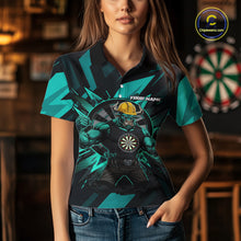 Load image into Gallery viewer, Turquoise Funny Muscle Bull Dartboard Custom Funny Darts Polo Shirt For Women Dart Jerseys NYN1955