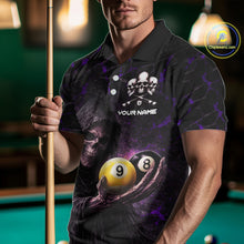 Load image into Gallery viewer, Purple Grunge Grim Reaper Hold 8 Ball &amp; 9 Ball Pool Men Billiard Shirt Custom Billiard Team Attire NYN2702