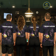 Load image into Gallery viewer, Purple Grunge Grim Reaper Hold 8 Ball &amp; 9 Ball Pool Men Billiard Shirt Custom Billiard Team Attire NYN2702