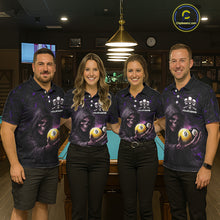Load image into Gallery viewer, Purple Grunge Grim Reaper Hold 8 Ball &amp; 9 Ball Pool Men Billiard Shirt Custom Billiard Team Attire NYN2702