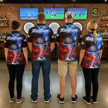 Load image into Gallery viewer, Blue &amp; Red US Flag Dartboard Tornado Women Darts Quarter-Zip Shirt Custom Patriotic Dart Team Jerseys NYN2524