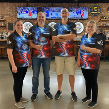 Load image into Gallery viewer, Blue &amp; Red US Flag Dartboard Tornado Women Darts Quarter-Zip Shirt Custom Patriotic Dart Team Jerseys NYN2524