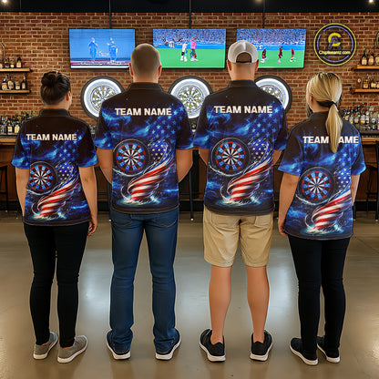 American Flag Dartboard Tornado Men Darts Quarter-zip Shirt Custom Patriotic Funny Dart Team Jerseys NYN2525