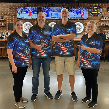 American Flag Dartboard Tornado Men Darts Quarter-zip Shirt Custom Patriotic Funny Dart Team Jerseys NYN2525