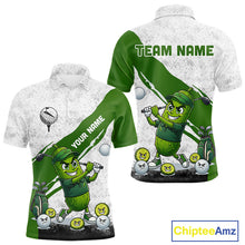 Load image into Gallery viewer, Funny Pickle Mens Golf Polo Team Shirt Custom Green And White Grunge Clothing Golf Tops NYN3261