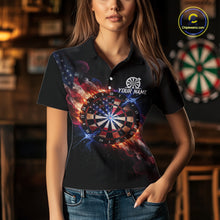 Load image into Gallery viewer, Custom Colorful US Flag Smoke Dartboard Women Darts Polo Shirt Patriotic Dart Gifts NYN1992