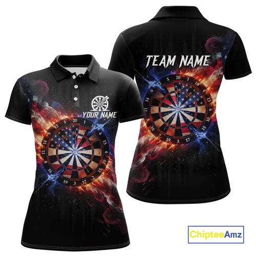 Custom Colorful US Flag Smoke Dartboard Women Darts Polo Shirt Patriotic Dart Gifts NYN1992