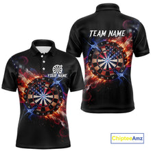 Load image into Gallery viewer, Custom Colorful US Flag Smoke Dartboard Men Darts Polo Shirt Patriotic Dart Gifts NYN1992