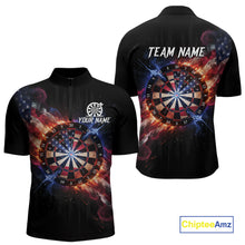 Load image into Gallery viewer, Custom Colorful US Flag Smoke Dartboard Men Darts Quarter-Zip Shirt Patriotic Dart Gifts NYN1992