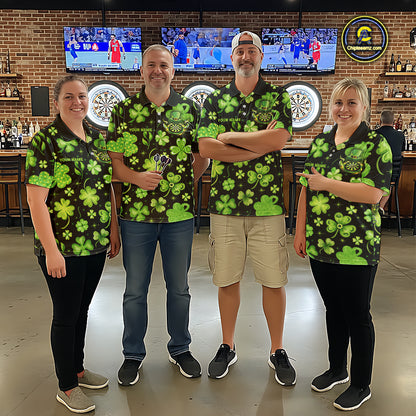 Funny Eagle Dartboard Shamrock Women Darts Polo Shirt Custom St Patrick's Day Darts Team Jersey NYN2531