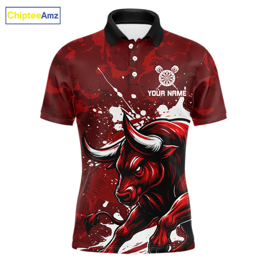 Custom White And Red Splatter Darts Polo & 1/4 Zip Shirt For Men Funny Bull Darts Team Jerseys NYN2891