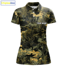 Load image into Gallery viewer, Disc Golf Basket Green Leaf Camo Womens Disc Golf Polo Shirts Custom Disc Golf Jerseys Team For Women NYN3114