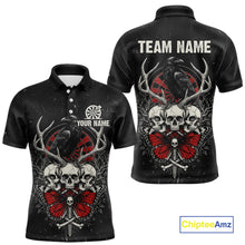 Load image into Gallery viewer, Red Skulls Butterfly Grunge Dartboard Custom Darts Polo Shirt For Men Retro Dart Gifts NYN2002