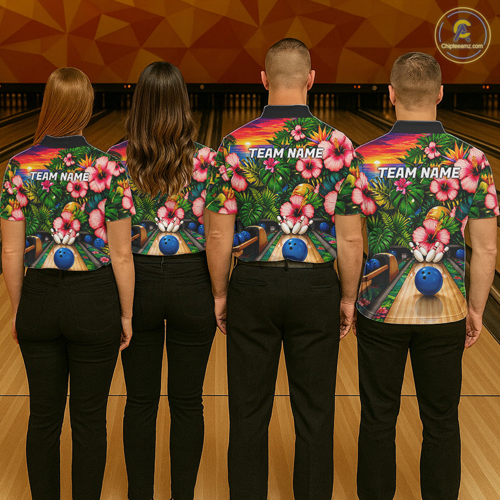 Monstera Pattern Funny Women Bowling Shirt Custom Summer Tropical Youth Bowling Shirts NYN3278